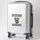 Funny Dog Coffee Warning Vintage Engraving Design_ Sticker (Koffer)