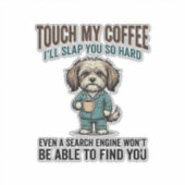 Funny Dog Coffee Warning Vintage Engraving Design_ Sticker (Voorkant)
