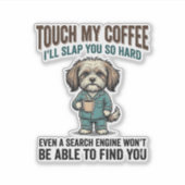 Funny Dog Coffee Warning Vintage Engraving Design_ Sticker (Voorkant)