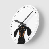 Funny Dog Cute Black en Tan Dachshund Ronde Klok (Hoek)