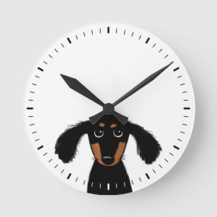 Funny Dog Cute Black en Tan Dachshund Ronde Klok