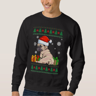 Funny Dog Cute Pug Santa Hat Ugly KerstSweate Trui