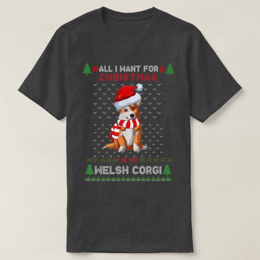 Funny Dog Cute Welsh Corgi Santa Hat Ugly Christma T-shirt (Design voorkant)