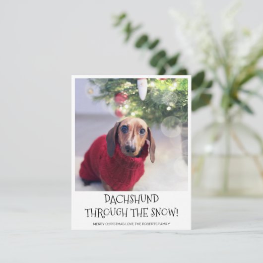 Funny Dog Dachshund Fotokerstmis Feestdagenkaart (Staand voorkant)
