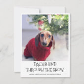 Funny Dog Dachshund Fotokerstmis Feestdagenkaart (Voorkant)