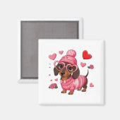 Funny Dog Dachshund Valentines Heart Dog Lover Men Magneet (Voorkant / Achterkant)