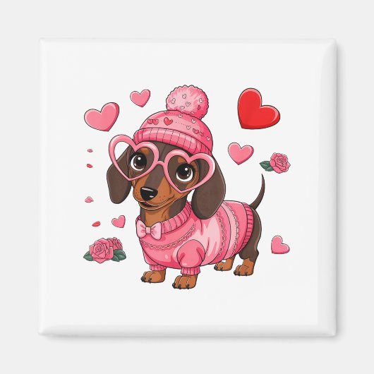 Funny Dog Dachshund Valentines Heart Dog Lover Men Magneet (Voorkant)