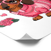 Funny Dog Dachshund Valentines Heart Dog Lover Men Poster (Hoek)