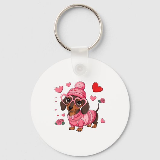 Funny Dog Dachshund Valentines Heart Dog Lover Men Sleutelhanger (Voorkant)