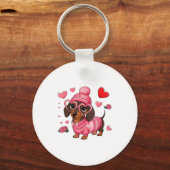 Funny Dog Dachshund Valentines Heart Dog Lover Men Sleutelhanger (Voorkant)