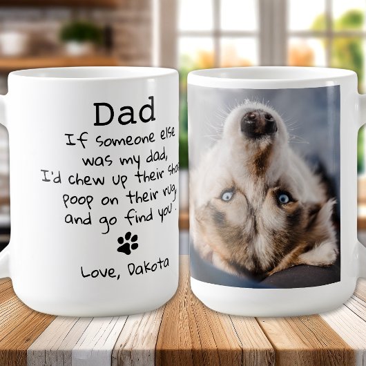 Funny Dog Dad Custom Pet Photo Fathers Day Koffiemok