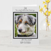 Funny Dog Dad Happy Birthday Schattigee hondenfoto Kaart (Gele Bloem)