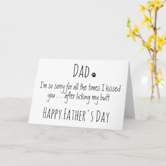 Funny Dog Dad Humor Gepersonaliseerde Vaderdag Kaart (Gele Bloem)