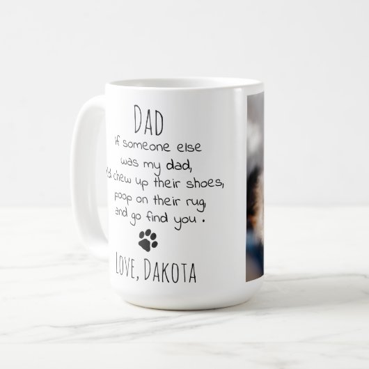Funny Dog Dad Personalized Pet Photo Coffee Mok (Voorkant links)