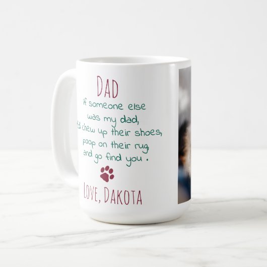 Funny Dog Dad Personalized Pet Photo Kerstmis Koffiemok (Voorkant links)