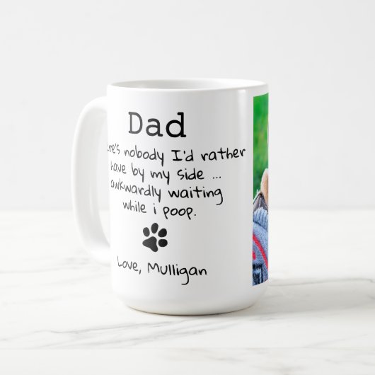 Funny Dog Dad Personalized Pet Photo Vaderdag Koffiemok (Voorkant links)