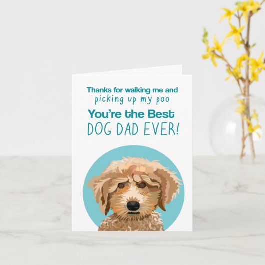 Funny Dog Dad Poedel Vaderdag Kaart (Gele Bloem)