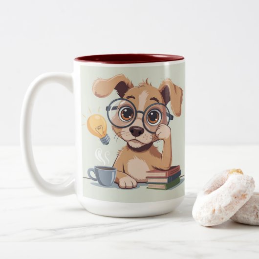 Funny Dog Desk Mug Tweekleurige Koffiemok (Met donut)