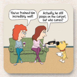 Funny Dog die Wine giet als hij niet poopt Bier Onderzetter