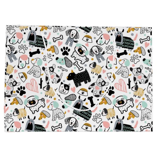 Funny dog doedle children's naadloze patroon groot cadeauzakje (Achterkant)