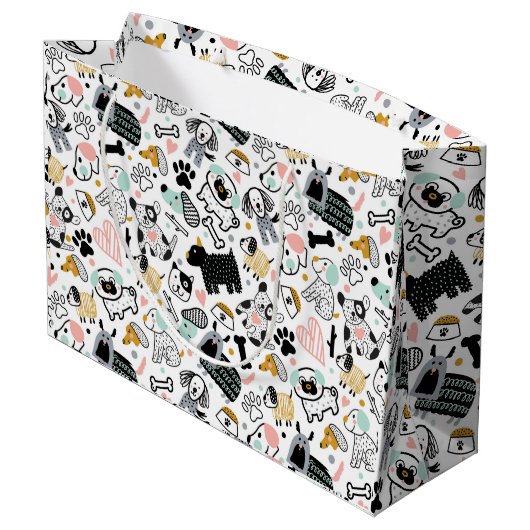 Funny dog doedle children's naadloze patroon groot cadeauzakje (Achterkant Gekanteld)