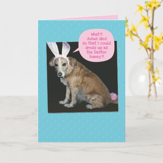 Funny Dog drukte uit als paaspaasmakerij Kaart (Gele Bloem)