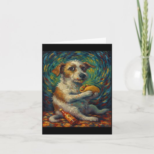 Funny Dog Eating Taco Graphic Art Design Kaart (Voorkant)