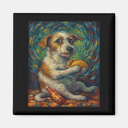 Funny Dog Eating Taco Graphic Art Design Magneet (Voorkant)