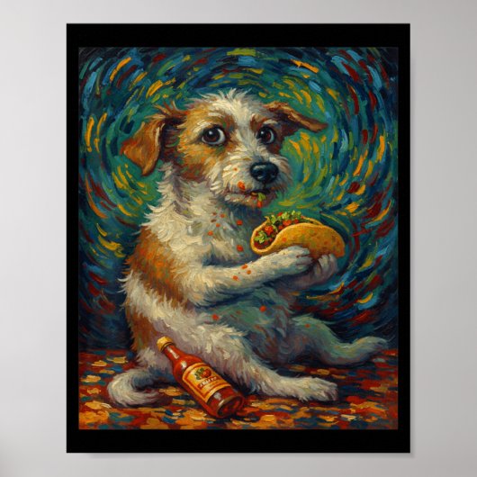 Funny Dog Eating Taco Graphic Art Design Poster (Voorkant)