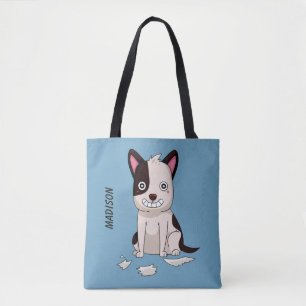 Funny dog eigen naam en kleurtassen tote bag