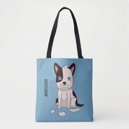 Funny dog eigen naam en kleurtassen tote bag (Voorkant)