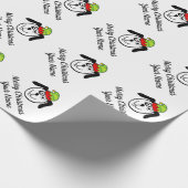 Funny dog elf cartoon gepersonaliseerde kerst cadeaupapier (Hoek)