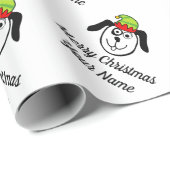 Funny dog elf cartoon gepersonaliseerde kerst cadeaupapier (Rol Hoek)