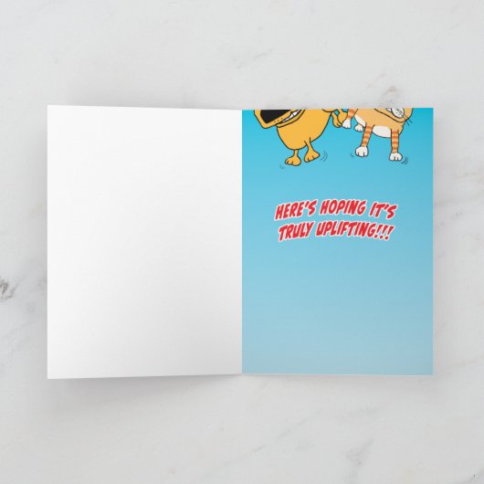 Funny Dog en Cat Balloon Tails Birthday Kaart (Binnen)