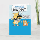 Funny Dog en Cat Birthday Shout Kaart (Voorkant)