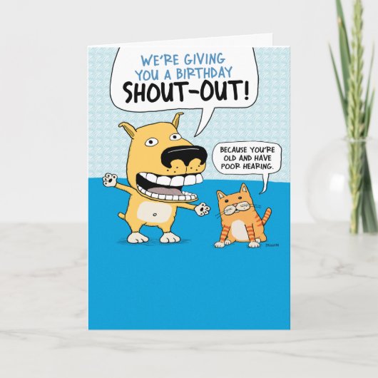 Funny Dog en Cat Birthday Shout Kaart (Voorkant)