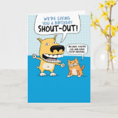 Funny Dog en Cat Birthday Shout Kaart (Gele Bloem)