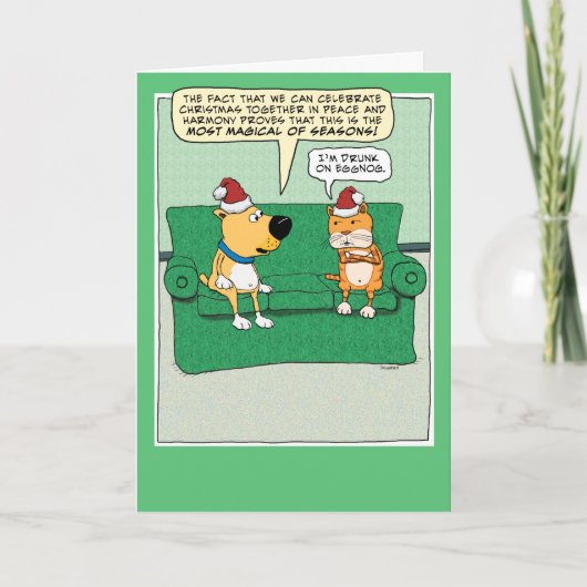 Funny Dog en Cat Celebrate Kerstmis Feestdagen Kaart (Voorkant)