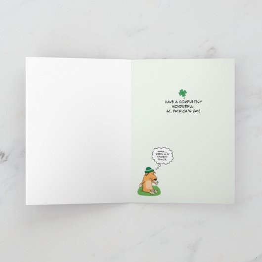 Funny Dog en Cat Clover St. Patrick's Day Kaart (Binnen)