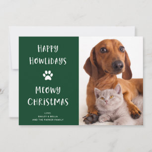 Funny Dog en Cat Kerstmis met Foto Feestdagenkaart