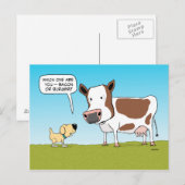 Funny Dog en Cow briefkaart (Voorkant / Achterkant)