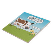 Funny Dog en Cow Tired van Cud Tegeltje (Zijkant)