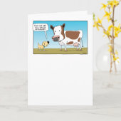 Funny Dog en Koe Birthday Kaart (Gele Bloem)