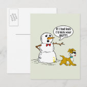 Funny Dog en Snowman Cartoon Briefkaart (Voorkant / Achterkant)