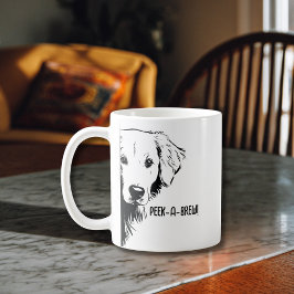 Funny Dog Face & "Peek-a-Brew" Dog Mom Humor Koffiemok