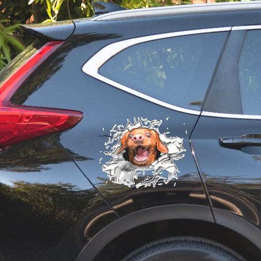Funny dog face Sticker (Auto Zijkant)