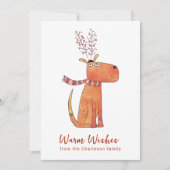 Funny Dog Fake Reindeer Holiday Card Feestdagenkaart (Voorkant)