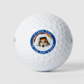 Funny Dog Foto Blue en White Golf Balls Golfballen (Voorkant)