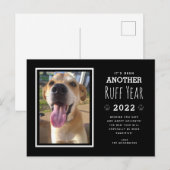 Funny Dog Foto Ruff 2022 Zwarte Kerstmis Feestdagenkaart (Voorkant / Achterkant)