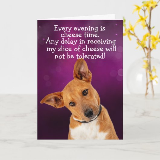 Funny dog gedachte kaart (Gele Bloem)